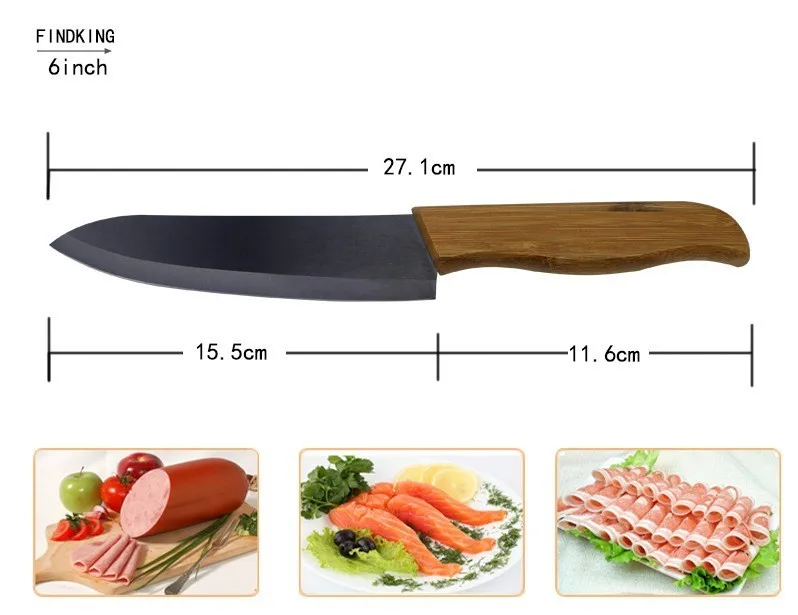 Бамбуковая ручка с черным лезвием набор керамических ножей " 4" " 6" дюймов+ держатель/подставка