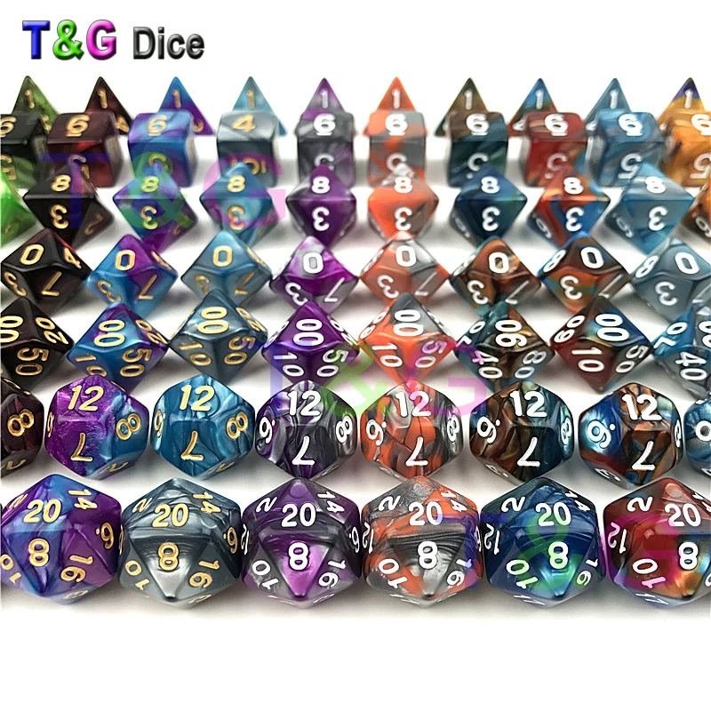 T & G 7 قطعة/المجموعة RPG الزنزانات والتنينات عبة Dnd اثنين اللون خاص النرد مجموعات الطاولة للترفيه