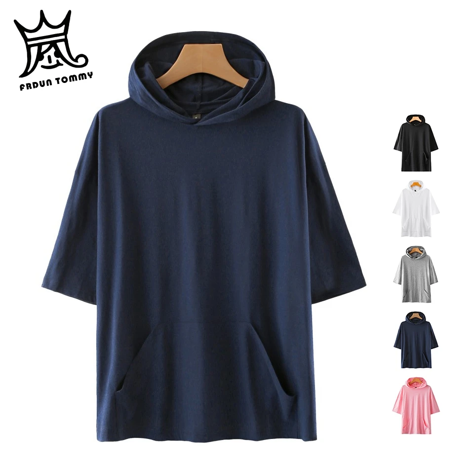 

FRDUN TOMMY Women/Men Solid Color Hooded T-shirts Summer Short Sleeve Fashion Tshirts Casual Streetwear Trendy boy Tee Shirts