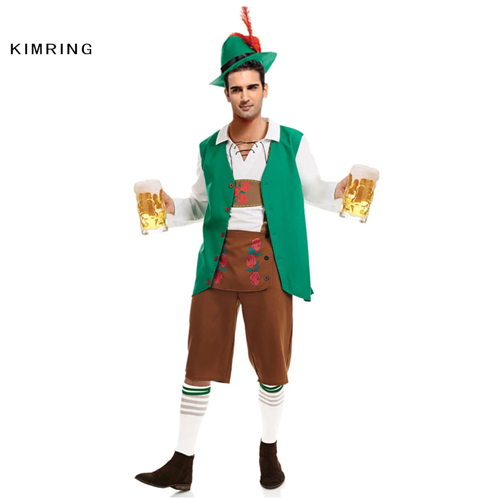 Kimring German Beer Oktoberfest Costume for Man Adult Bavarian Beer Male Cosplay Costume Masquerade Party Halloween Costume