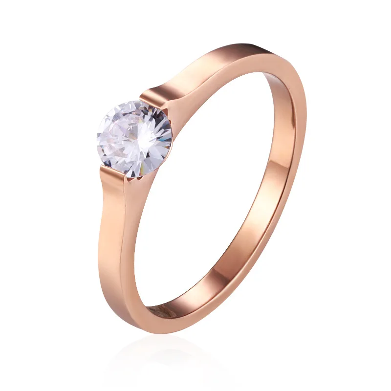 

Meicialanda Stainless steel rose gold zircon woman man ring Fashion Fashion simple couple ring jewelry