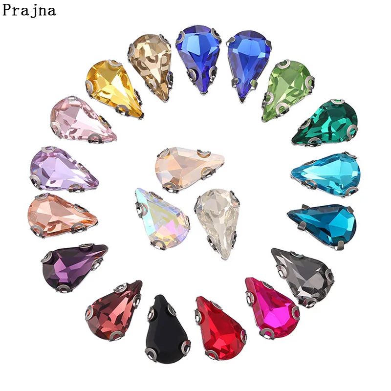 

Prajna Drop Glass Claw Drill Crystal Sew On Rhinestone For Wedding Dress Accessories Shoes Diy Colorful Dress Stones F