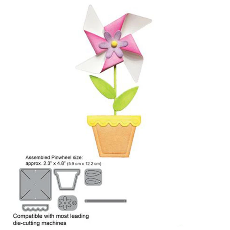 

Naifumodo 3d Windmill Flower Spinner Dies Flower Pot Metal Cutting Dies Diy Scrapbook Card Embossing Folder Stencils Template