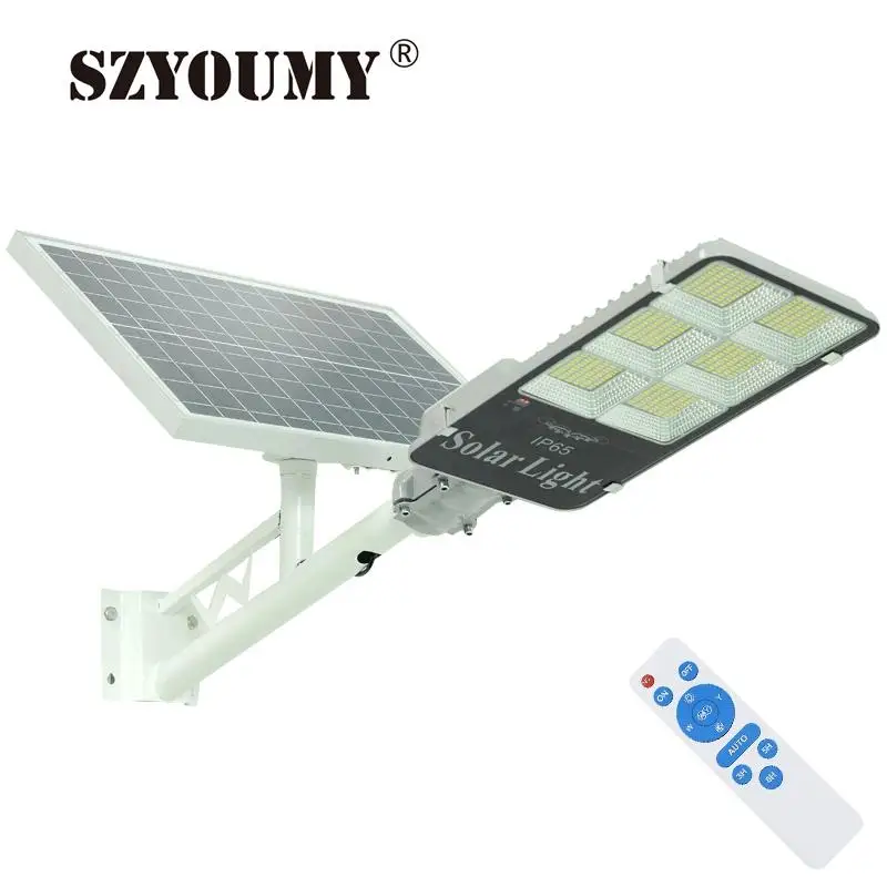 

SZYOUMY Outdoor 200W Solar Street Light with Pole Light Sensor Solar Focus Road Light Highway Spotlight Outdoor Lighting