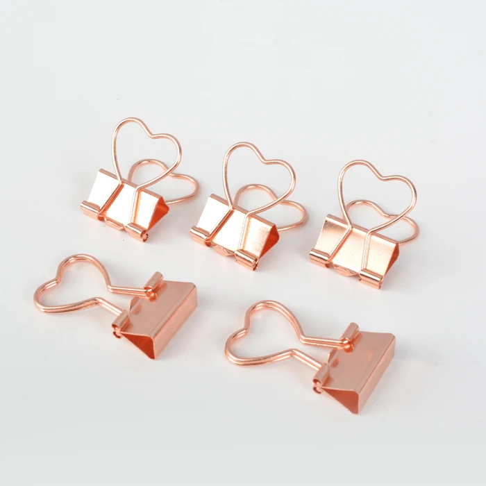 

12 Pcs/box 19mm Luxury Rose Gold Color Metal Clamp Chancery Paper Documents Organizer Binder Clip Paper Organizer Clips Set