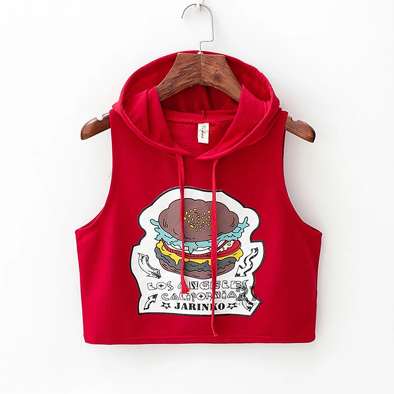 2016 Hip Hop Style Tank Top Women Fashion Summer Sleeveless Crop Top Women Cartoon Letters Print