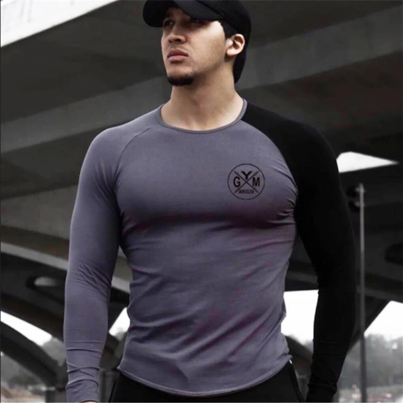 Men Long sleeve T-shirt Gym Fitness Bodybuilding  (5)