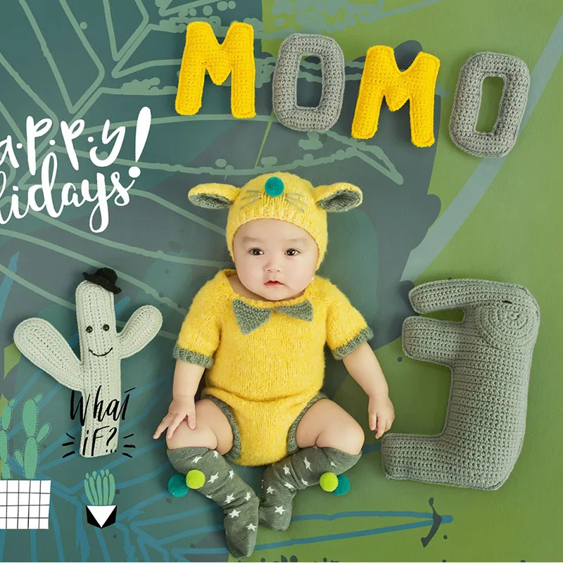 

Tiny Girl Boy Photography Cartoon Theme Blanket Backdrop Props Infant Baby Photo Shoot Crochet Hat Clothes fotografia Outfits