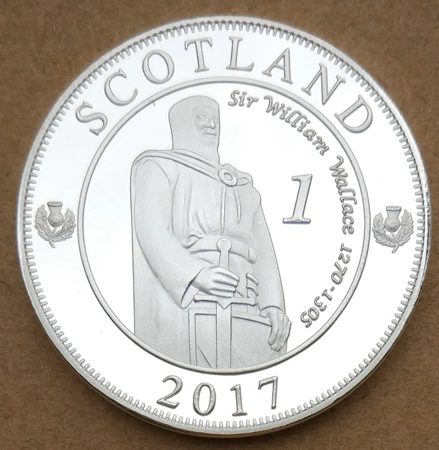 40 мм Посеребренная монета в стиле Scotland Willam Wallace Suvernir|medal|medals silver |