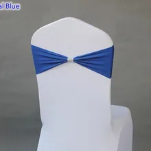 Королевский синий цвет Подвязка из спандекса для стула ленты для свадебных стульев с блестящей пряжкой на ремне в середине лайкра стрейч свадебный стул створки