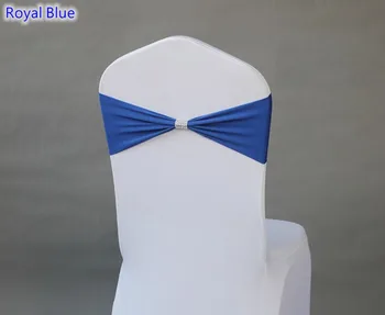 

Royal Blue colour Spandex chair sash wedding chair sashes with shiny belt buckle in the middle lycra stretch wedding chair sash
