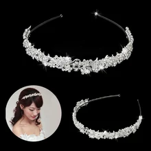 Casamento de cristal tiara bandana frisada flor baile nupcial faixa de cabelo folha de ouro pérola noiva headpiece para o cabelo feminino jóias decoração