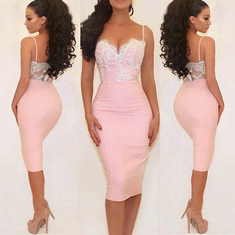 

Mandy 2016 Knee-length Slaveless Sweetheart Appliques Spaghetti strap robe de soiree vestido de noiva Cocktail Dress