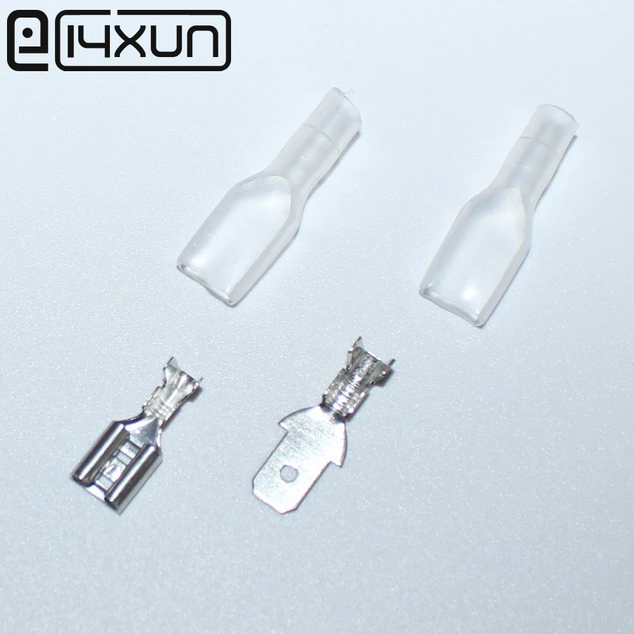 

10set 4.8mm Crimp Terminal with Sheath Inserted Spring 4.8 mm Male Female Spade Connector for 22-16AWG Wire