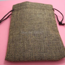 50 шт. 10*14 см, темно-коричневый цвет Джутовая сумка шнурком мешок подарков Ладан хранения белья сумка косметических Jewel Интимные аксессуары в упаковке bag