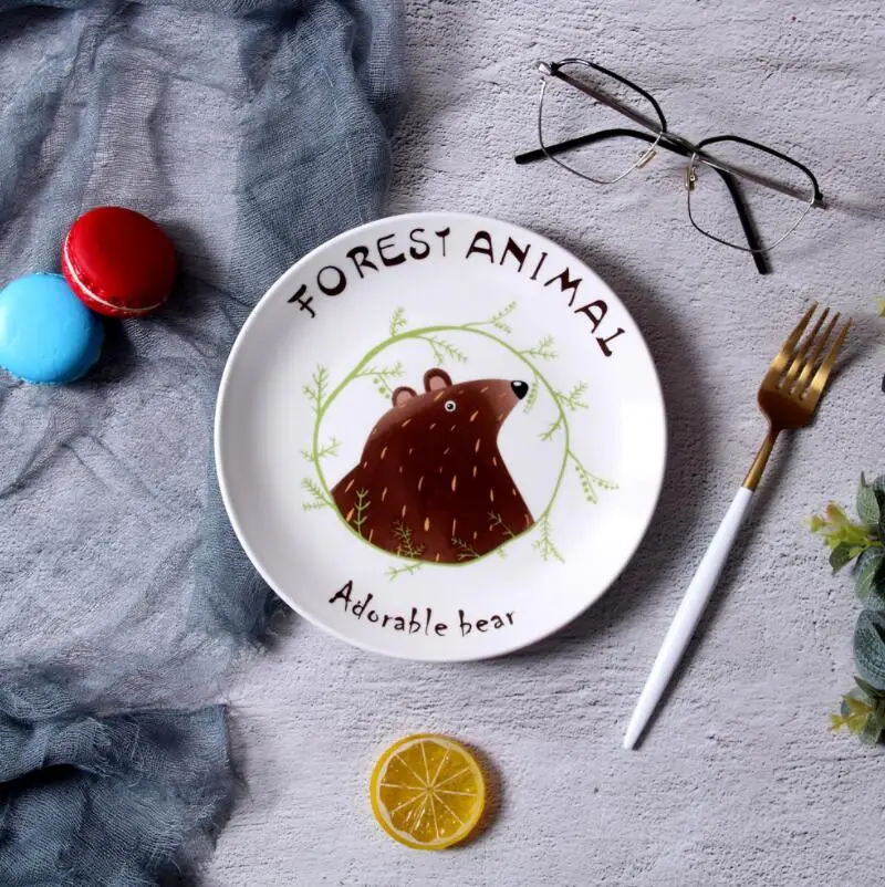 Творческий Nordic стейк тарелка мультфильм милые животные завтрак Тарелка Фруктовый торт десерт паста дома кухонные принадлежности