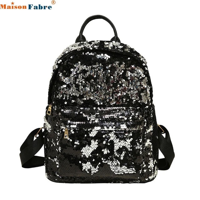 High Quality Fashion Women's Shinning Glitter Bling Backpack Sequins Mini PU Leather Backpack