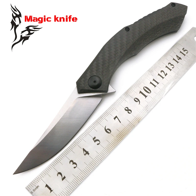 Складной нож Magic ZT 0460 CF с шарикоподшипником D2 Углеродные волокна для кемпинга