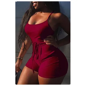 

Fitness Casual Sporty Biker Playsuit Sleeveless Neon Rompers Womens Jumpsuit Fashion Summer 2019 Active Wear Playsuits