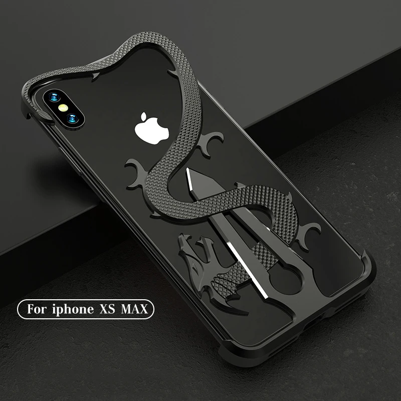 2 в 1 дизайн Высокое качество китайский дракон и меч чехол для iPhone XR XS задняя крышка металлический бампер чехол рамка для iPhone Xs Max
