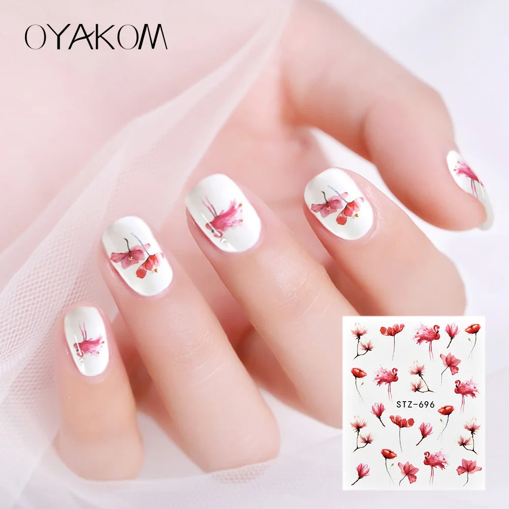 OYAKOM 24 pcs Nail Sticker on Nails Blooming Flower Stickers for Nails ...