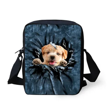 

Kawaii Puppy Dog Women Mini Messenger Bag 3D Blue Denim Cat Crossbody Bags for Children Kids Casual Girls School Bag Sumka