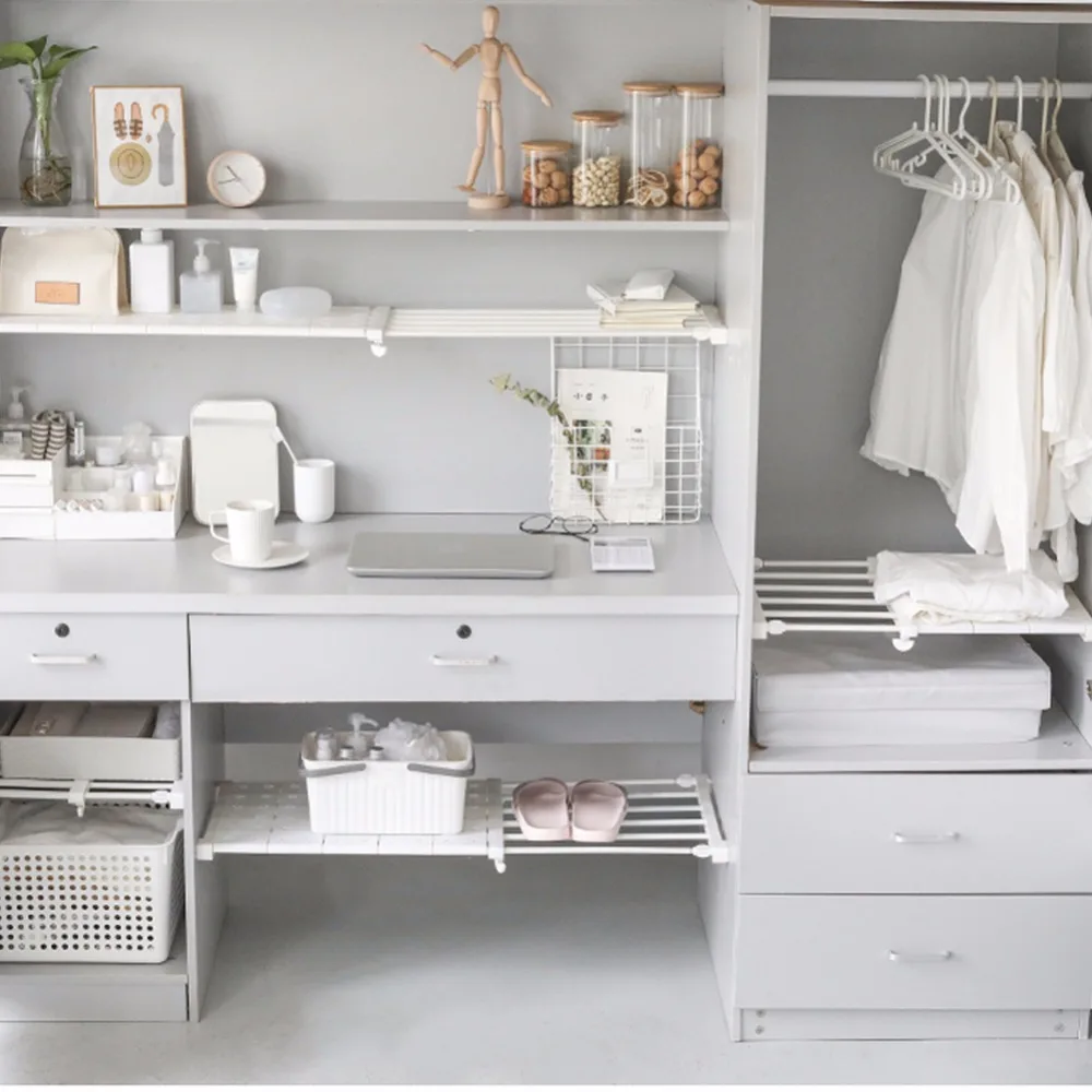 Preise Einstellbar Stretching Kleiderschrank Layered Getrennt Fach Regale Bad Küche Lagerung Rack Schlafsaal Schlag Kostenloser