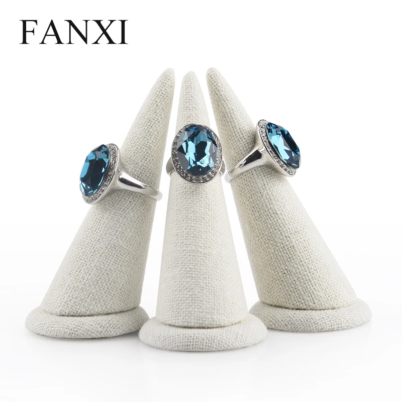 

the wholesale or retail creative design linen fabric finger shape used for displaying the finger ring in stock