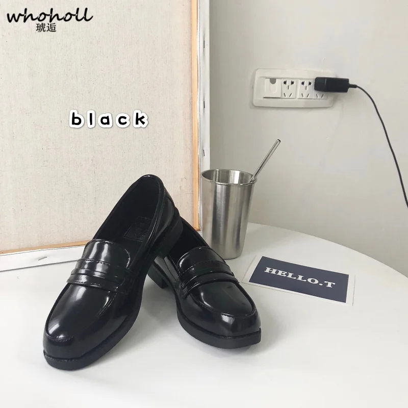 Women Leather Shoes Japanese Academy Girl Middle School Student Brown Black Shoe Animation Maid Use Lolita JK Uniform Shoes