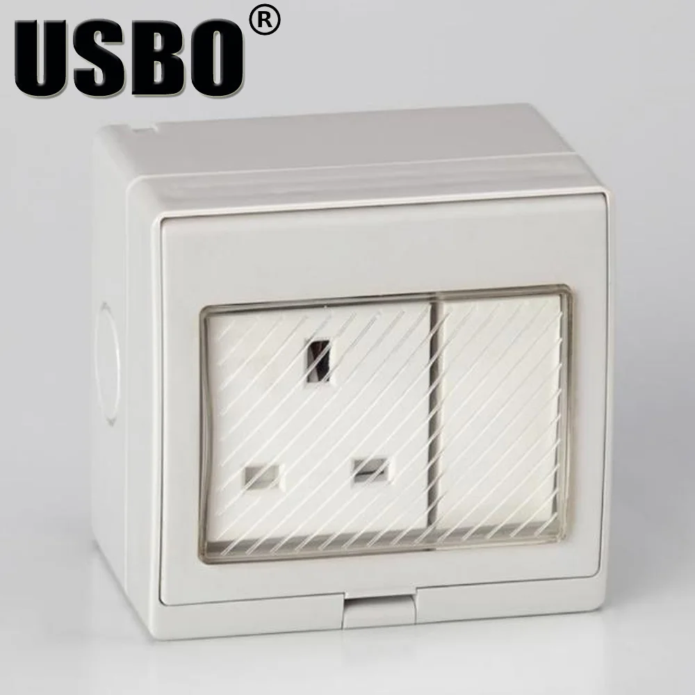 White British Standard Outdoor Household Wall Socket Ip55 13a 250v Uk Universal Electrical Power