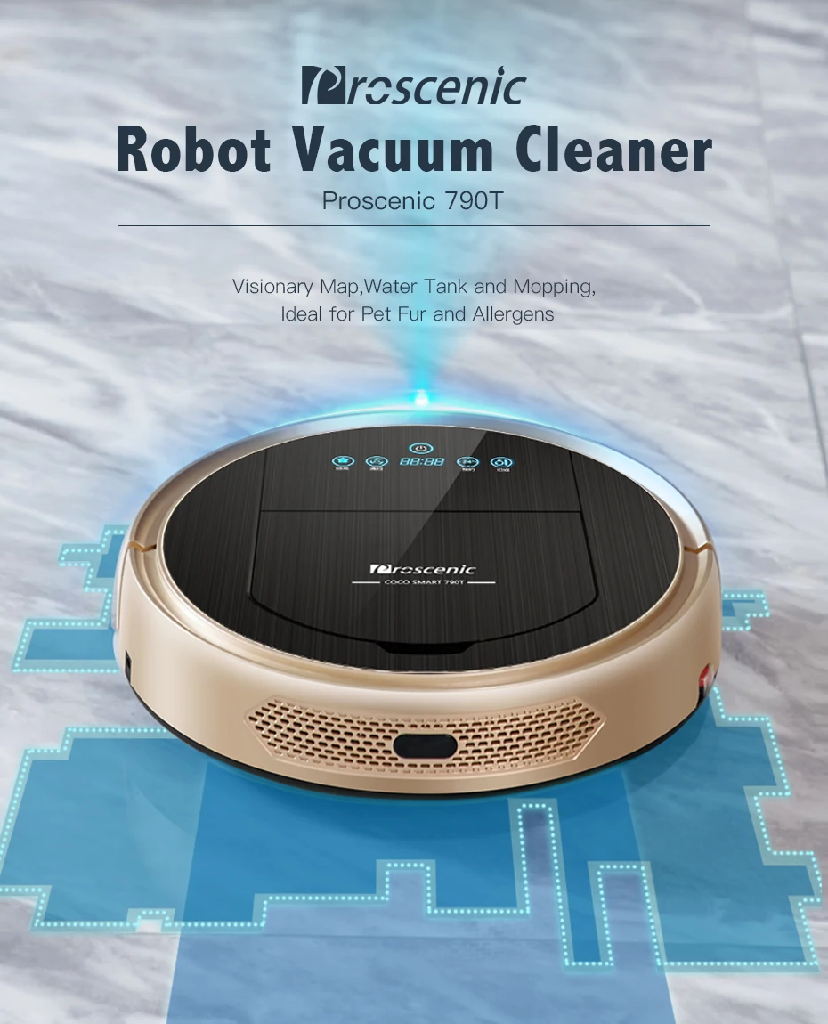 Proscenic 790T робот-пылесос Wifi подключенный домашний автоматический подметальный пылесос для уборки пыли приложение умный планируемый пылесос
