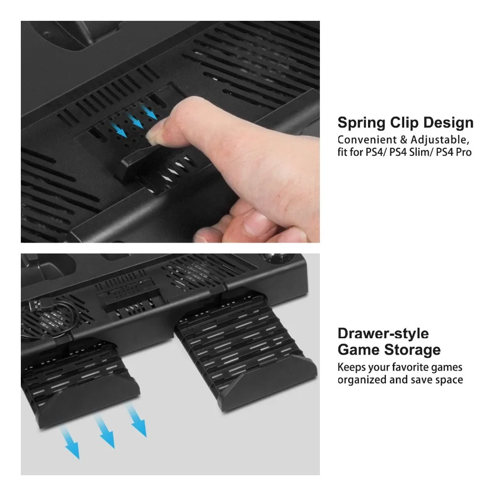 All in One PS VR Stand for PS4 PS4 Slim PS4 Pro Vertical Stand Cooling fan Controller Charging Station PSVR Glasses Holder All in One PS VR Stand for PS4 PS4 Slim PS4 Pro Vertical Stand Cooling fan Controller Charging Station PSVR Glasses Holder