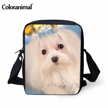 

Coloranimal Women' Fashion Designer Mini Handbags Messenger Bags for Teenager Girl Maltese Dog Print Small Children Shoulder bag