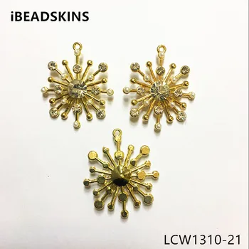 

New arrival! 33X29mm 50pcs/lot gold color Zinc alloy flower-shape Connectors for earring accessories hand made Earring Parts