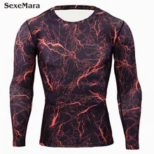 SexeMara Мужская Спортивная камуфляжная футболка с длинными рукавами камуфляжная футболка Бодибилдинг колготки для бега фитнес сильно облегающее Спортивное мужское белье рубашка