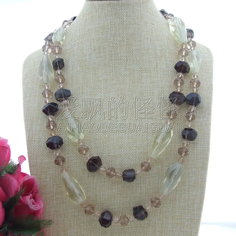 

Women's 50" Lemon Quart Smoky Crystal Necklace