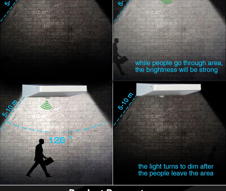 Solar ao ar Sensor de Movimento Led à Prova Jardim Livre Dwaterproof Água Lâmpada Iluminação Solares Exterior Painel Energia Spotlight 48 Led Luz 7 solar light outdoor motion