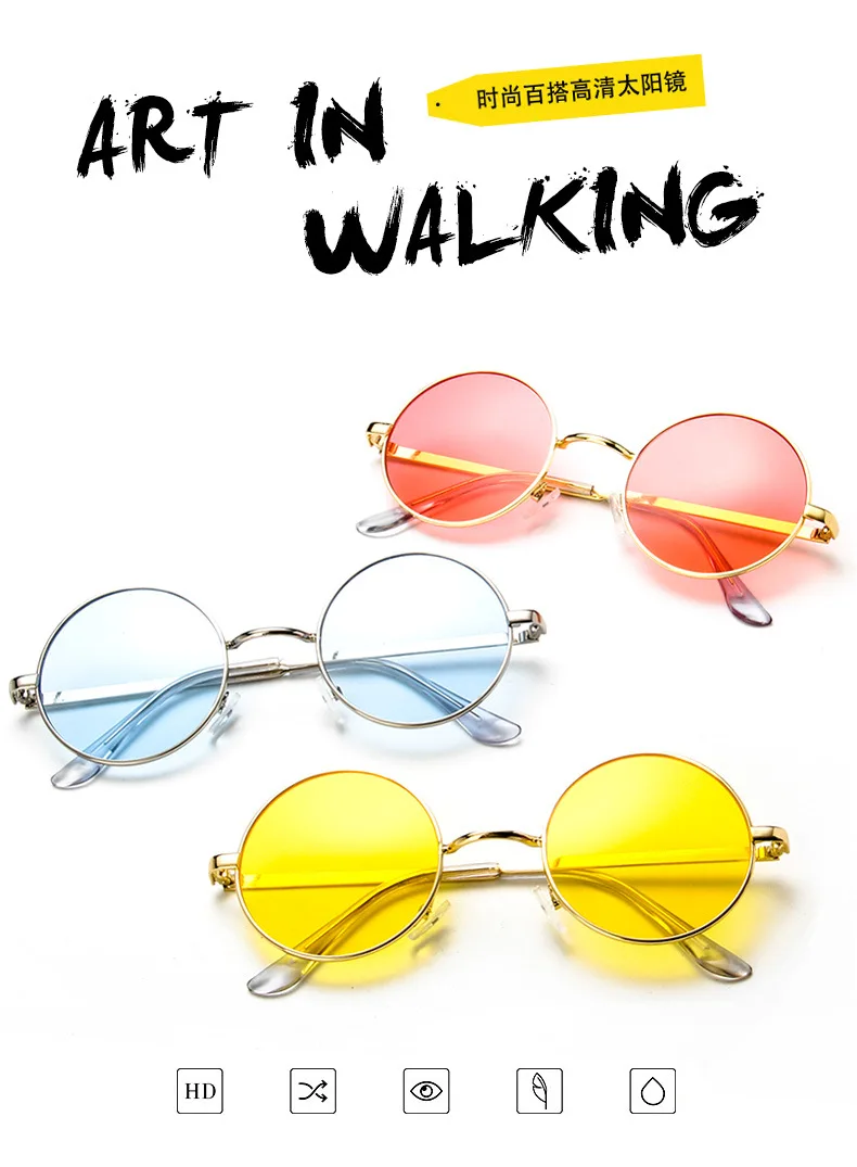 Новинка, модные круглые солнцезащитные очки для женщин, красные, желтые, синие, зеленые, прозрачные линзы, солнцезащитные очки для женщин, маленькие, в стиле хип-хоп, солнцезащитные очки De Sol