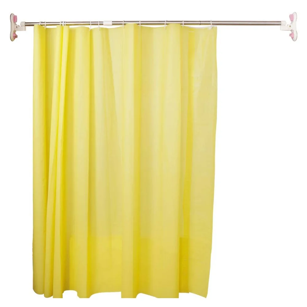 Adjustable Bathroom Shower Curtain Rod Suction Cups Expandable Straight