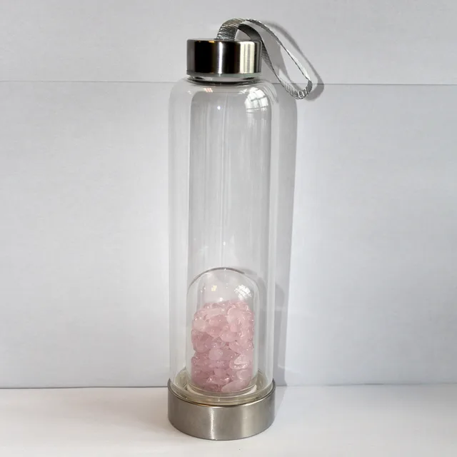 Creative Natural Quartz Crystal Glass Water Bottle Gravel Irregular