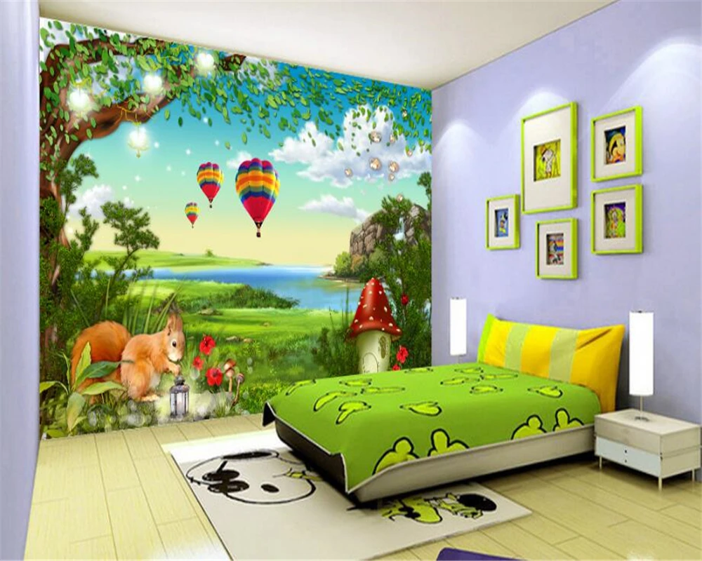 Beibehang Kepribadian Fashion Klasik 3d Wallpaper Kartun Anak Tupai