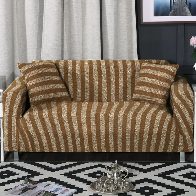 Elastic Sofa Cover Knitted Blue Stripes Slipcovers Universal Elastic Sofa Cover Knitted Blue Stripes Slipcovers Universal Flexible Stretch Couch Loveseat Furniture