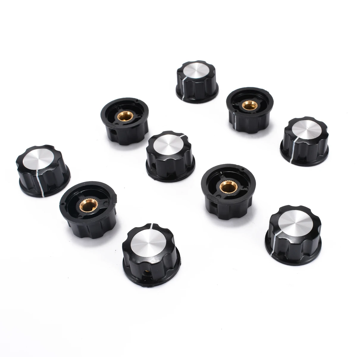 10PCs New Top Rotary Control Turning Knob for Hole 6mm Dia. Shaft Potentiometer Black