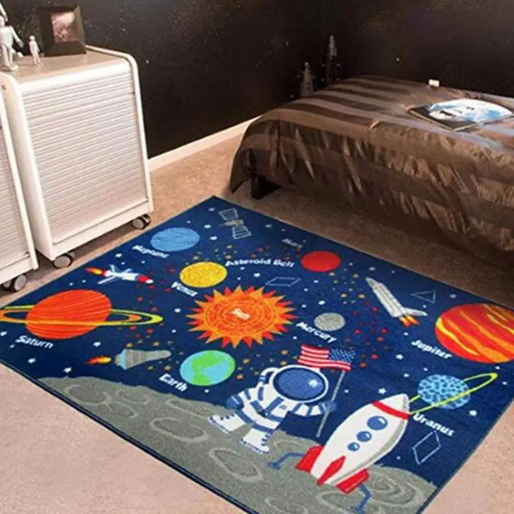 

1PC Cartoon Planet Solar System Pattern Printing Carpet Mat for Kids