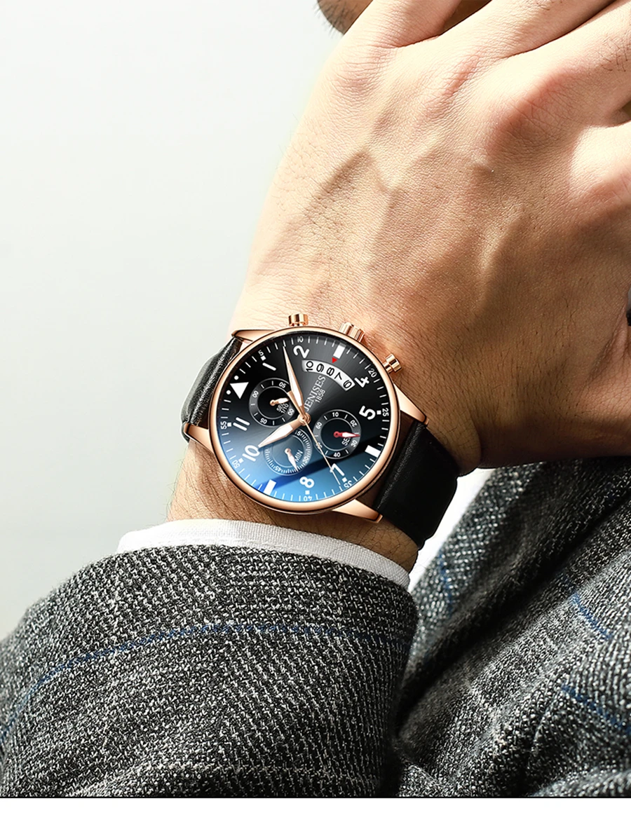 JENISES мужские часы лучший бренд класса люкс кварцевые часы мужские модные военные водонепроницаемые спортивные часы с хронографом Relogio Masculino