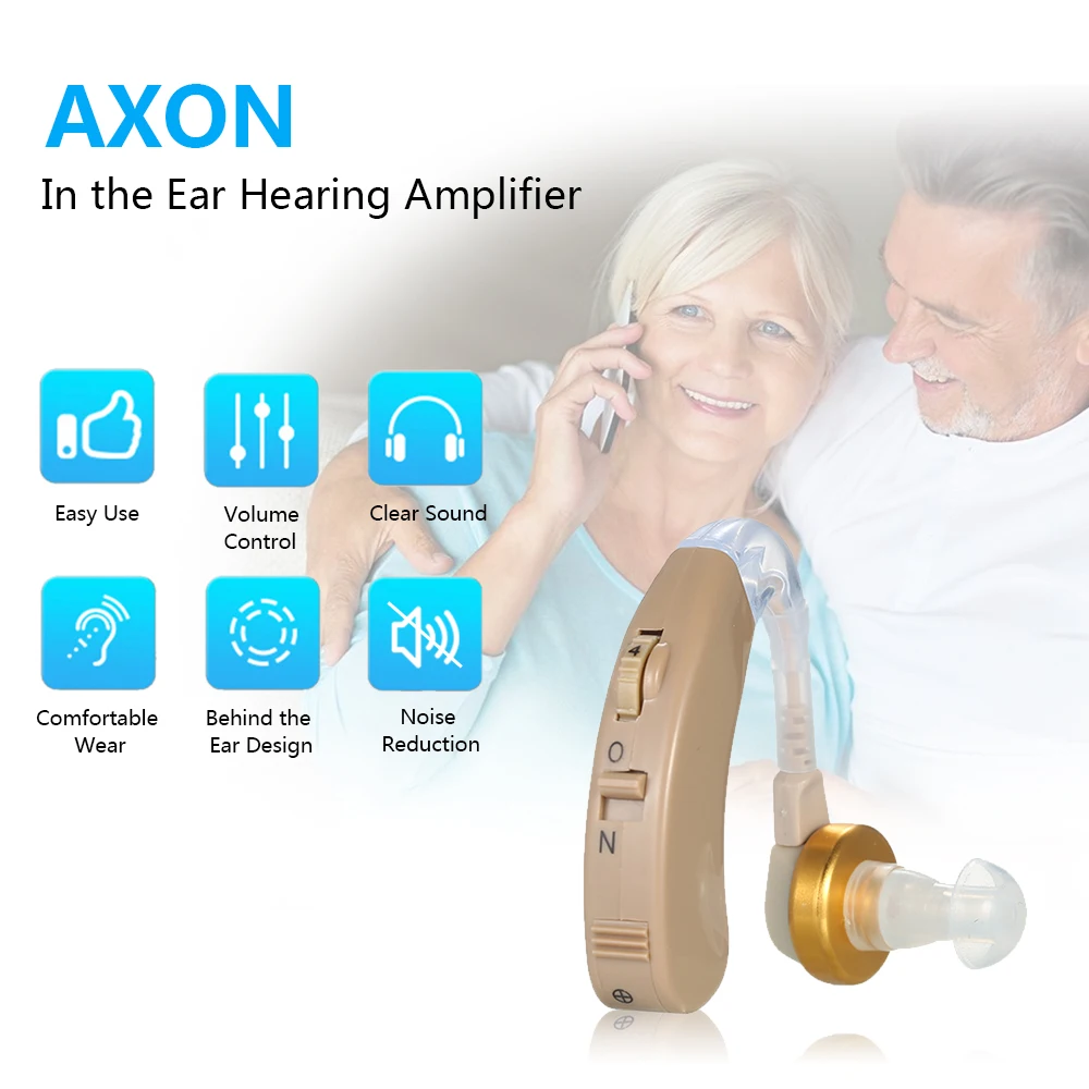 

Hearing Amplifier Digital BTE Hear Amplifier Volume Control Personal Sound Enhancer Behind the Ear Hear Aid 3 Silicone Earplugs