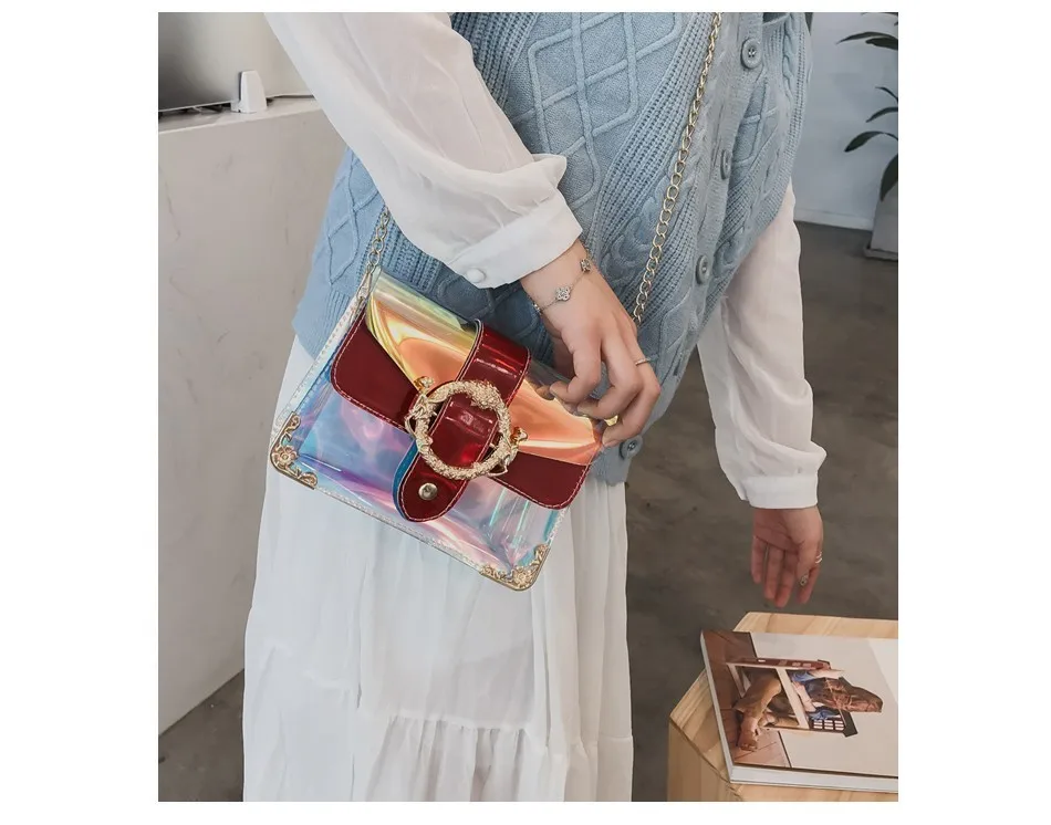 Herald модная женская сумка на плечо с лазерной цепочкой, Маленькая женская сумка через плечо, прозрачная Летняя Пляжная женская сумка через плечо с клапаном