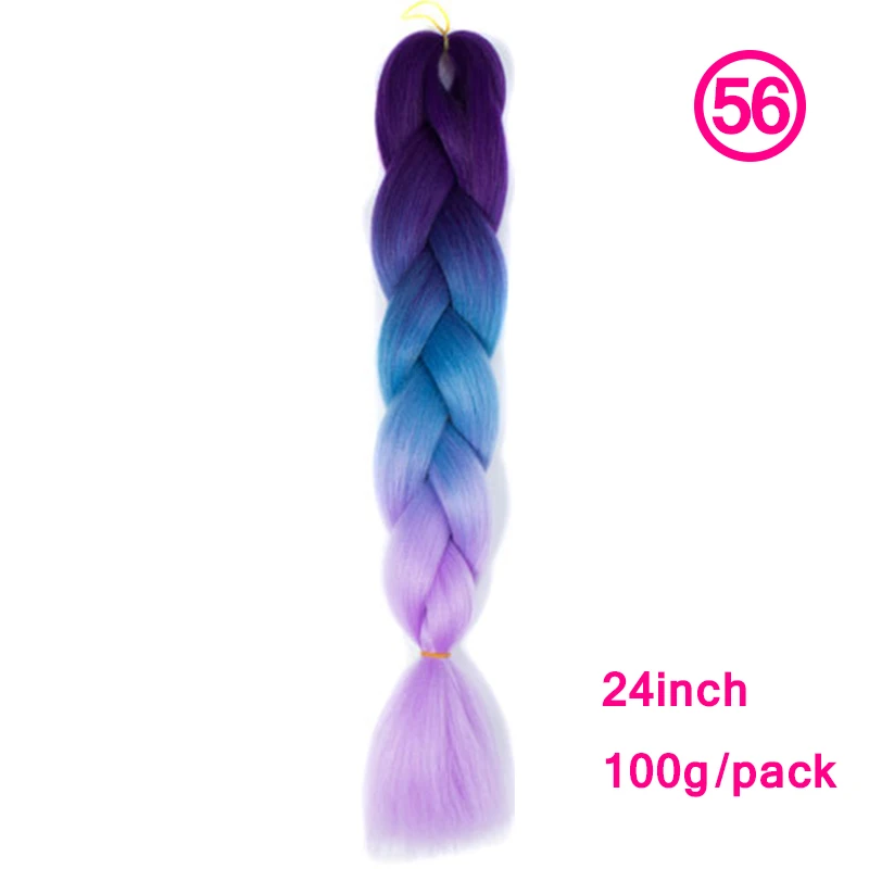 XCCOCO синтетические Омбре плетение волос Джамбо косы крючком Расширение волос синий розовый фиолетовый волокно 2" 100 г 1 шт - Цвет: #99