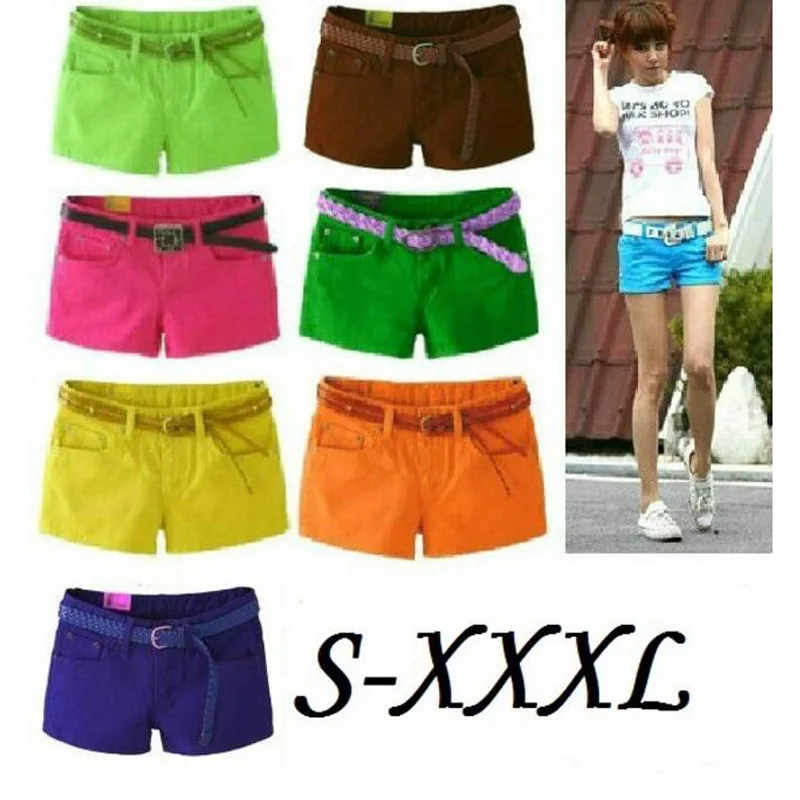 

Summer Denim Shorts Slim Fit Candy Color Short Pants Plus Size XXXL Short Jeans Women Shorts Denim