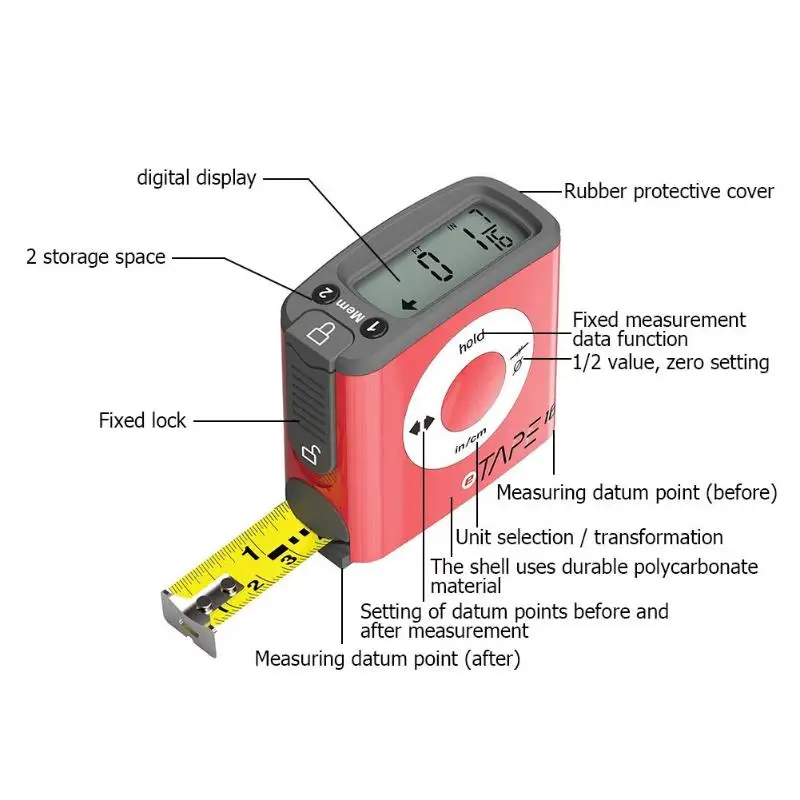 5 м/16 футов портативная цифровая измерительная лента lcd из нержавеющей стали, измерительная лента, высокоточная измерительная линейки